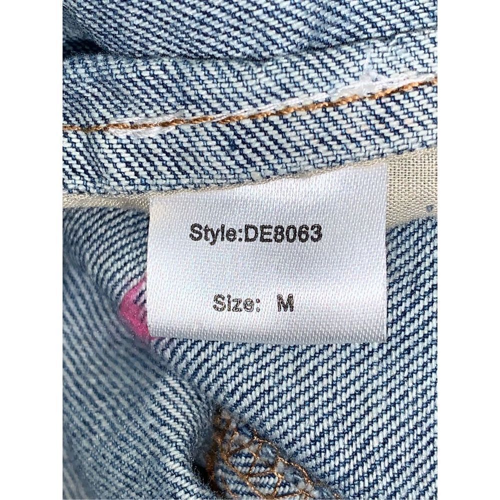 Elan Distressed Blue Denim Jacket with Pearl Embellishments - Picture 11 of 14